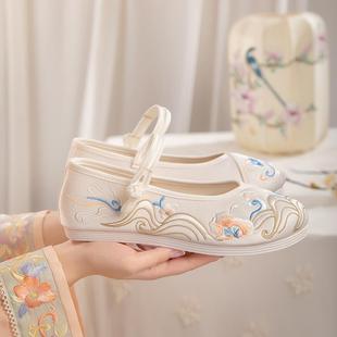 汉服鞋女童春季古风绣花鞋平底汉元素鞋布鞋古装明制学生绣花鞋子