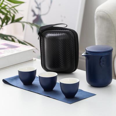 正品日式快客壶四旅杯车载一户外办公陶瓷套装茶叶罐行装简防烫简