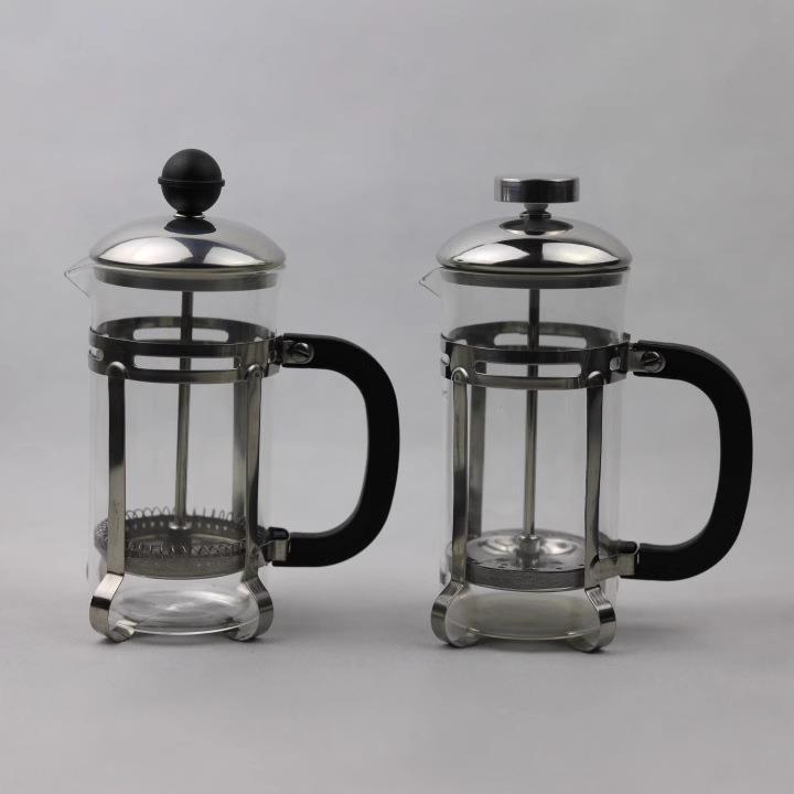款法GM-0176爆压不锈钢玻璃冲式茶壶器法压滤咖啡壶耐热防爆冲泡