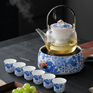 青花煮茶器电陶炉烧水陶瓷炉子大功率家用花茶煮炉玻璃烧水壶围炉