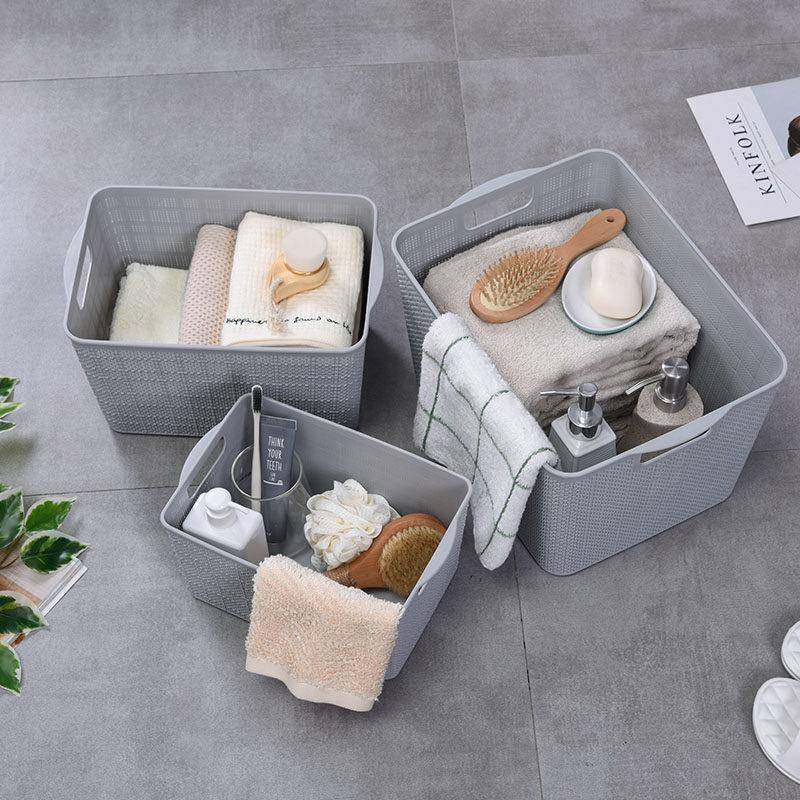 北欧麻布纹塑料收纳筐桌面收纳篮橱柜杂物零食置物篮浴室收纳框子,收纳整理,其他收纳篮,淘宝优惠券,粉丝福利购,淘宝优惠卷