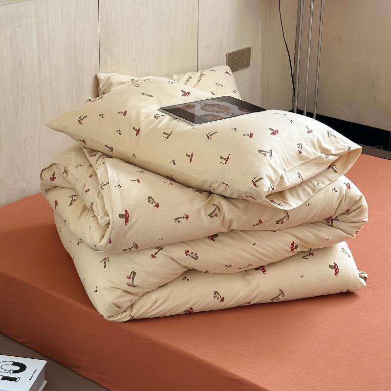 A类天竺棉被套小清新秋冬裸睡亲肤柔软纯棉针织棉床单床笠四件套