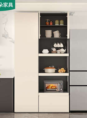 厨房餐边柜靠墙一体现代简约储物收纳烤箱微波炉柜碗柜橱柜5G328