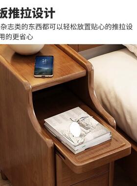 实木床头柜迷你小型床简极窄CTG0225卧边柜超室窄夹缝置物架收纳