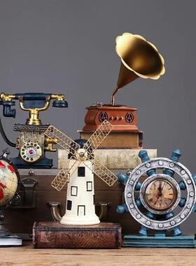 覆古小摆件留声机创意家居客厅欧式服装咖啡店店铺轻奢酒柜装饰品