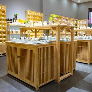 新中式实木入口柜现代简约茶室陈设自由组合陈设柜书桌入口桌