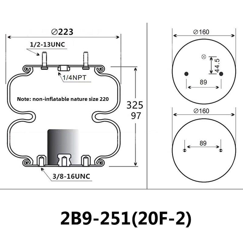 汽车桥气囊空气弹簧2B9-251半挂车20F- 0.1kg层改进减震气囊