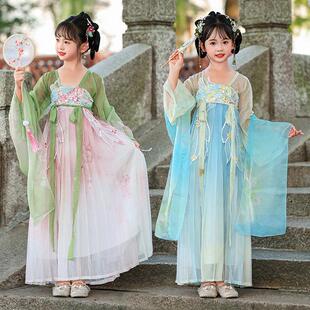 女童汉服亲子装齐胸绣花渐层古风公主裙子儿童唐制母女装襦裙超仙