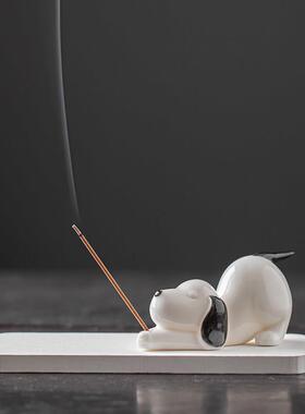 可爱小狗陶瓷香薰炉摆件软萌治愈茶宠笔架家用室内线香插香炉香座