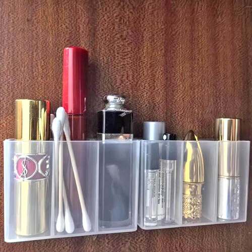 Lipstick organizer with compartments, mirror storage, no-dri
