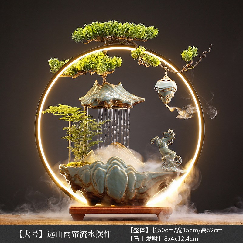 招财流水b摆件家居创意喷泉客厅办公室桌面玄关乔迁新居开业礼品