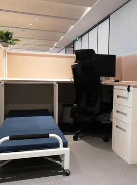 办公折位午休办公桌椅组XSD-5合叠床收纳柜员工风带屏床办卡公桌