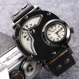 oulm手表时尚潮流男士手表大表盘，两地时个性运动表学生概念皮带表