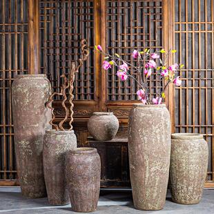 复古陶艺风落地大花瓶 饰插花室外水培土培种树花器 民宿室内装