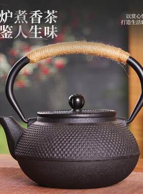 铁壶铸铁茶壶无涂层茶具套装烧水泡茶壶家用煮茶壶户外围炉茶铁壶