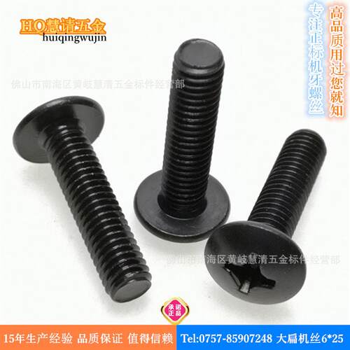 TM6*25碳钢黑色大扁圆头螺丝 家具音响运动器材设备螺丝厂家直销