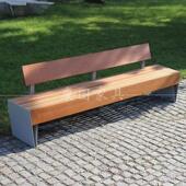 公园椅户外长椅防腐木长条椅不锈钢坐凳庭院景观室外休闲 座椅长