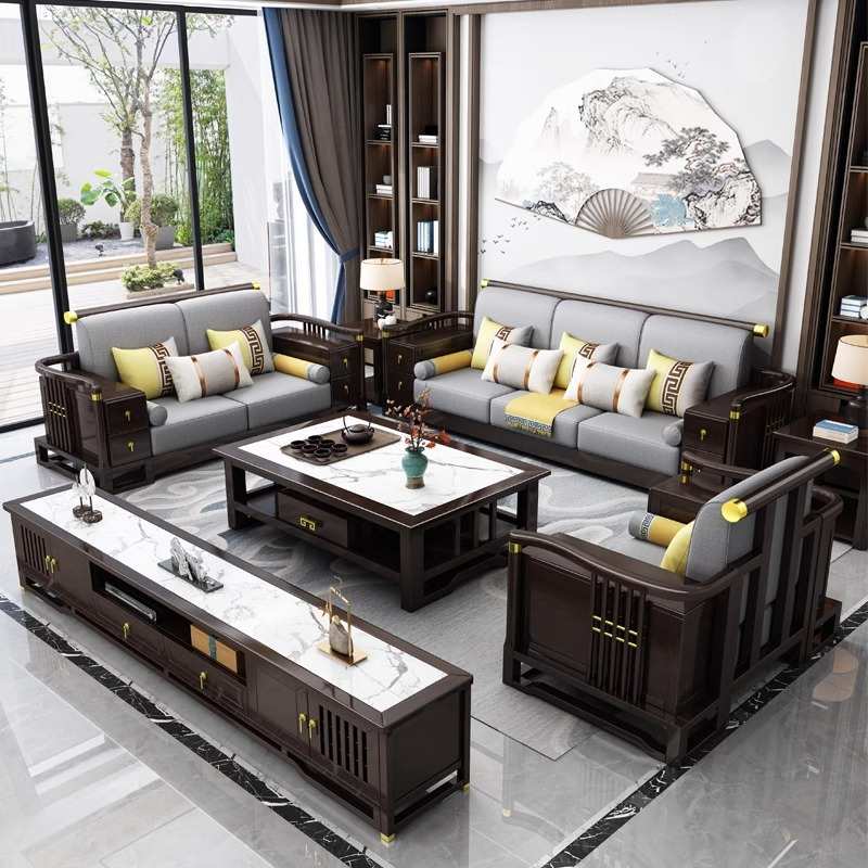 金柜家具实木沙发中小户型现代简约新中式家具客厅木质贵妃沙发