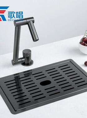 新款直销餐边柜水槽纳米黑色中岛台吧台小水池迷你台中盆台下盆不