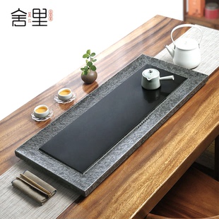 茶台 乌金石茶盘整块天然家用办公简约轻奢现代石头小型茶海排水式