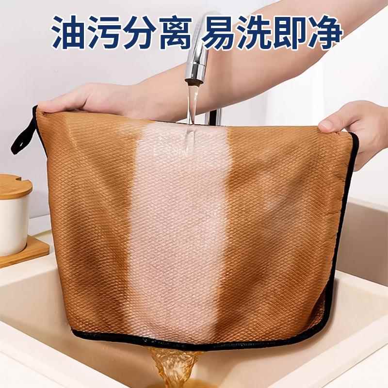 双面鳞抹布AFY洗碗巾无房痕大厚加厨吸水不留水印鱼不掉毛不沾油