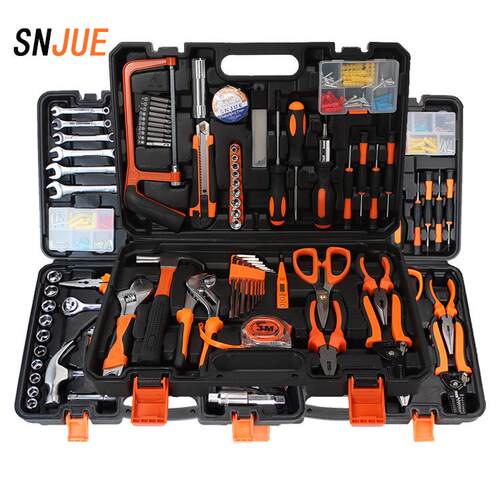 SNJUE高端碳钢综合套装手动工具家用维修车载电工汽修五金工具箱