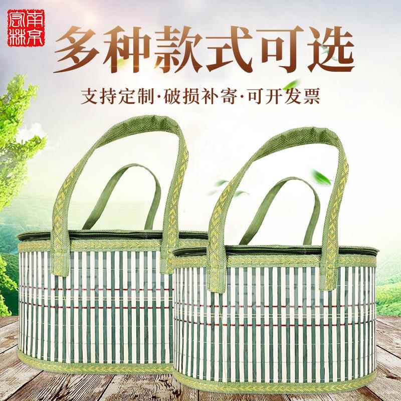 折叠竹篮手工手提椭圆螃蟹土鸡蛋粽子竹筐编织深筐篮子包装竹制
