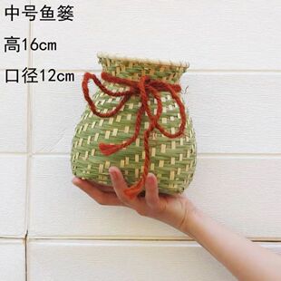 摘茶叶的篓子竹编采茶竹篓手工摘茶叶专用背篓儿童舞蹈道具小鱼篓