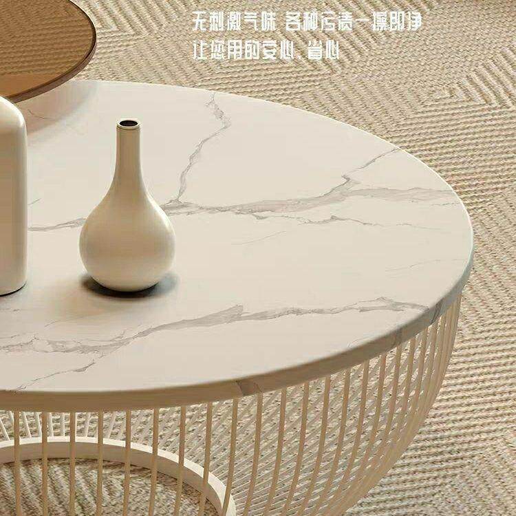 轻奢网红创意奶油风小户型茶几客厅家用简约组合现代圆形矮桌新款
