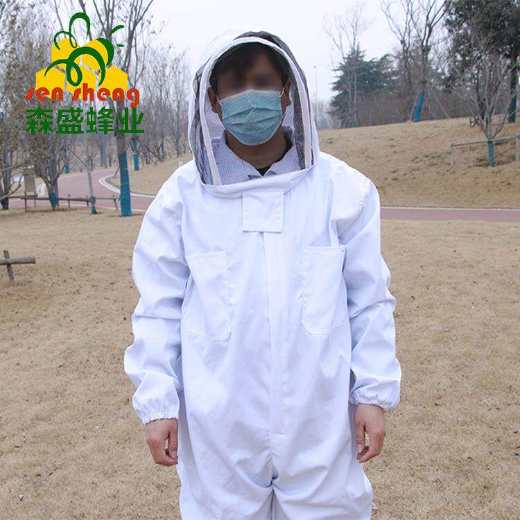 厂家防蜂服防蜂衣连体蜂衣太空连体白色涤棉布蜜蜂防护服
