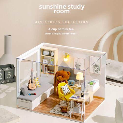 diy小屋ob11娃娃屋微景观小房子书架阳光书房拼装模型手工礼物