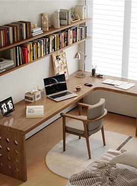 严桌选全实木学生转角桌书wyy20240桌式台双人电脑L形拐角长条办