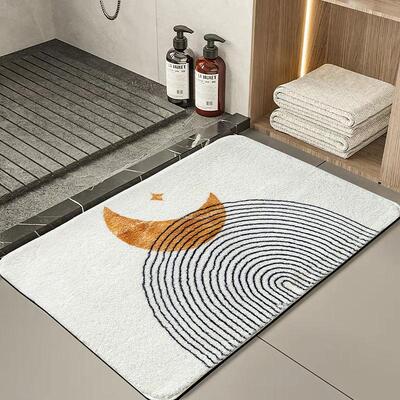 现代简约仿羊绒地毯浴室防滑地垫卫生间门口吸水易干加厚毛绒脚垫