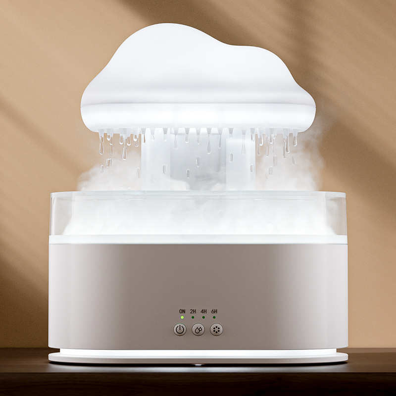 爆款雨云加湿器 雨滴云朵香薰机云雨扩香气 雨淋白噪音七彩灯