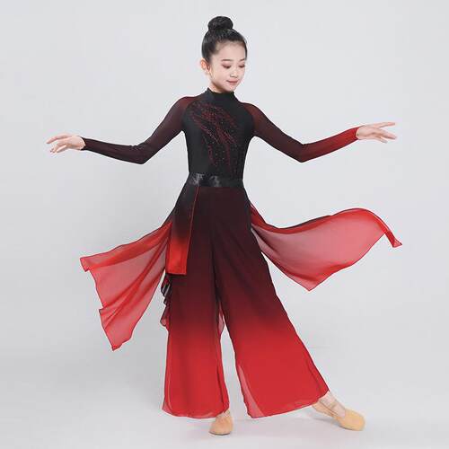 高档童古典舞荷花奖溯儿跃抬龙九州同演出服女飘逸象王王行秧扇子