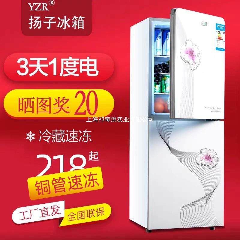 扬子电气小冰箱小型双开门家用冷冻冷藏出租房宿舍一级节能省电