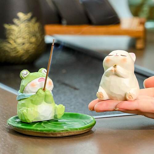 桌面摆件装饰高级感树脂工艺品小摆件求求了祈运青蛙创意可爱公仔
