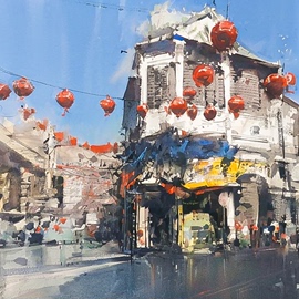 旅游风景来图定制客厅书房餐厅墙面挂画水彩装饰画玄关柜动物墙绘