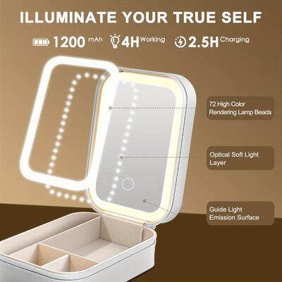 ①W447RechargeableTravelMakeupVanityMirror化