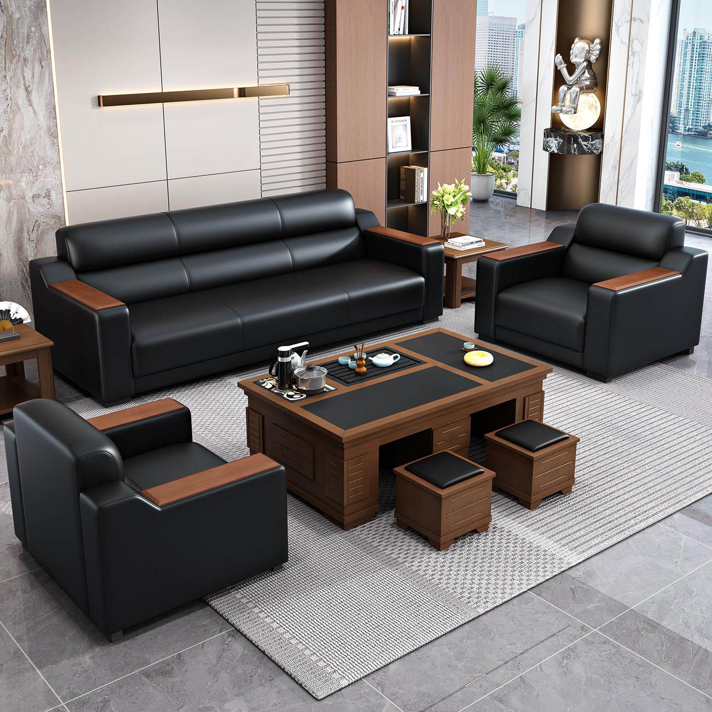 新款中式办公沙发商务接待现代简约会客三人位办公室沙发茶几组合,商业/办公家具,沙发,淘宝优惠券,粉丝福利购,淘宝优惠卷