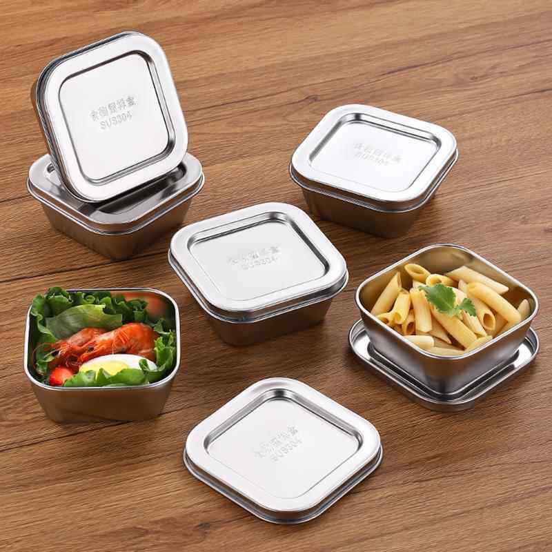 食品留样专用盒304不锈钢盒子盒带盖圆盒菜盒幼儿园食堂留置方盒