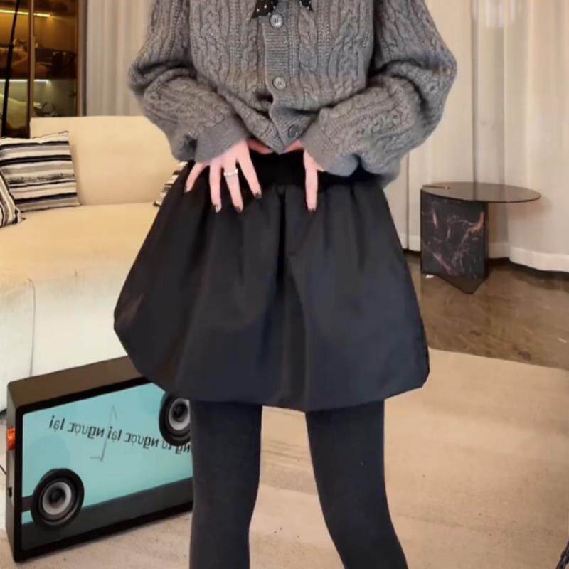 欧洲站蓬蓬裙女2025秋季大码胖MM时尚休闲气质百搭新款黑色半身裙