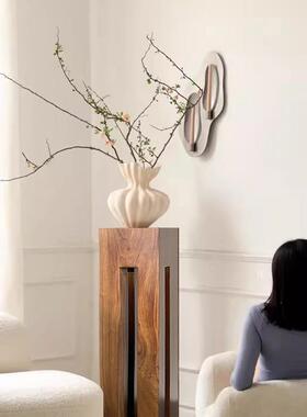 高档寂风实木用墩底侘座中室古风方柱子家客厅茶玄关木雕几何复古