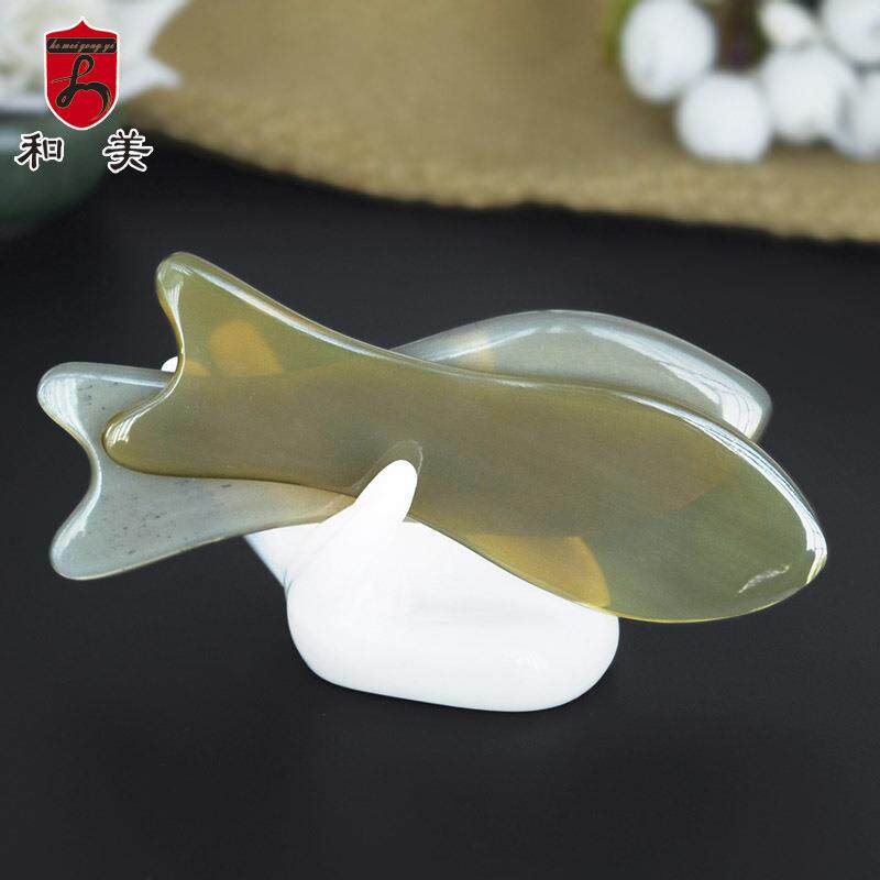 新款直销货源牛角刮痧片 加厚刮痧美容板创意鱼型刮痧按摩牛角板