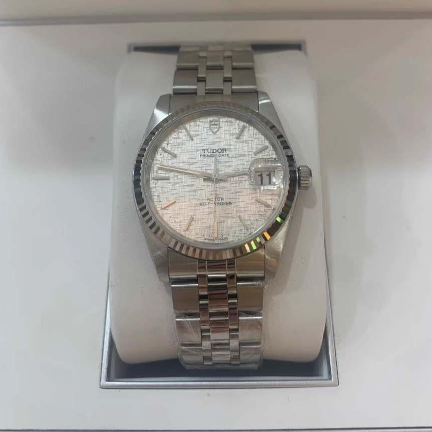 好价9.8新 帝舵王子系列精钢18K白金圈自动机械表34MM男表74034