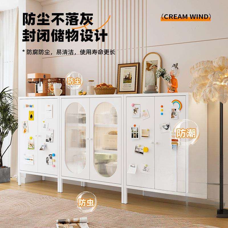 铁艺餐边柜储物柜落地铁皮柜家用客厅超薄收纳柜阳台防晒杂物柜子