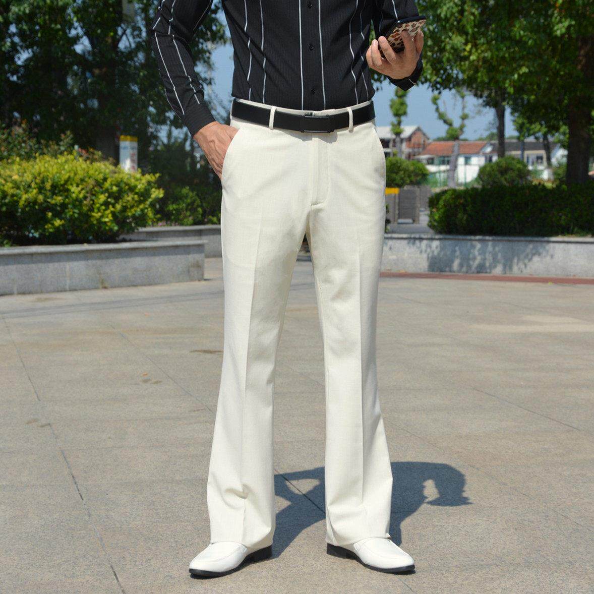 薄款微喇叭裤男垂感高级感修身喇叭西裤男免熨烫抗皱直筒宽裤子