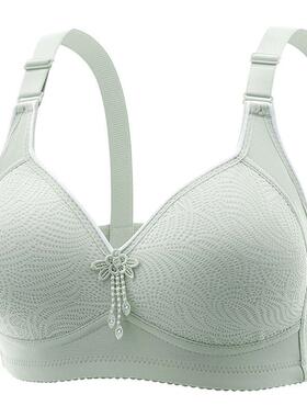 Lace flower face no steel ring bra, four rows three button