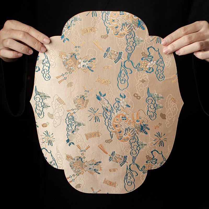 新中式禅意生肖龙干泡席提花锦缎刺绣茶席桌旗干泡垫杯垫茶盘垫