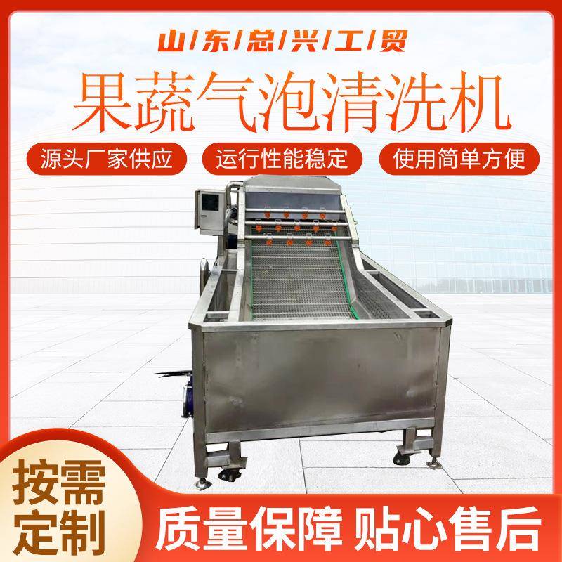 总兴裙带菜不锈钢清洗机果蔬气泡清洗设备海带扣高压喷淋清洗机